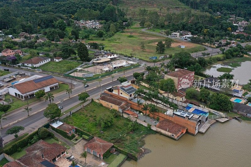 aerial image of the Bortolan dam in Poços de Caldas state of Minas Gerais